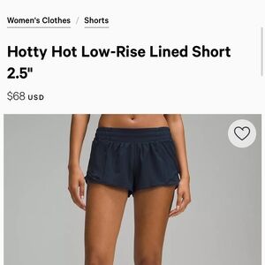 Lululemon Hotty Hot 2.5 Navy Blue shorts
